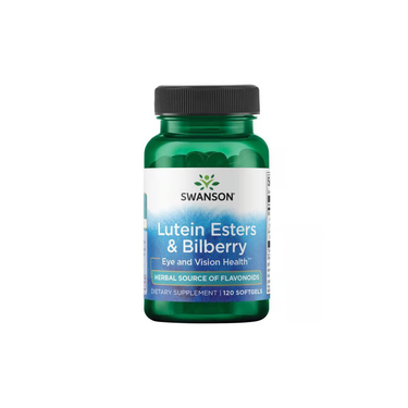 Swanson Lutein Esters & Bilberry 120 Softgels is a dietary supplement providing lutein esters and bilberry extract to support eye and vision health.